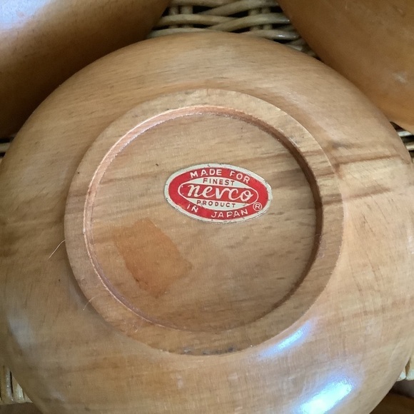 Vintage Boho Nevco Wood Salad Serving Set Bowls - Picture 5 of 6